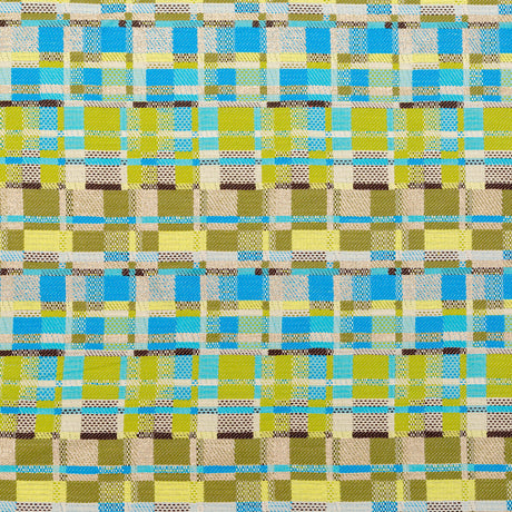 Blue, Green and Metallic Silver Color-Blocked Tweed