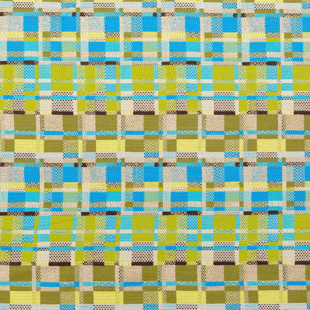 Blue, Green and Metallic Silver Color-Blocked Tweed