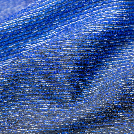 Royal Blue, Black and Metallic Silver Striped Woven