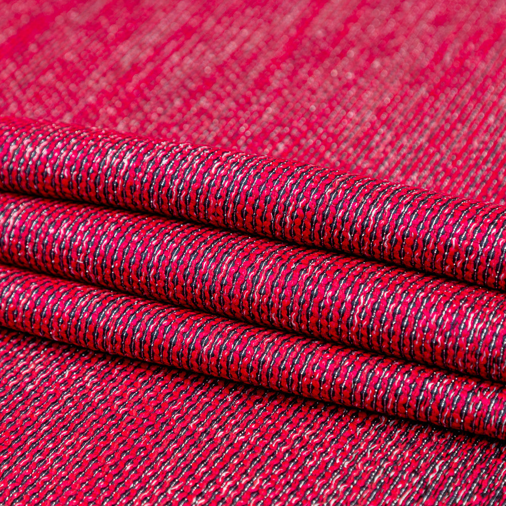 Raspberry Sorbet, Black and Metallic Silver Striped Woven