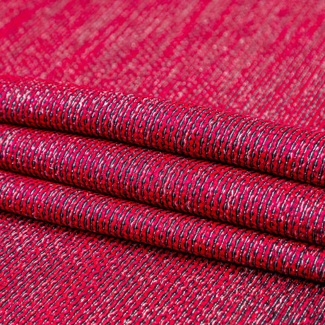 Raspberry Sorbet, Black and Metallic Silver Striped Woven