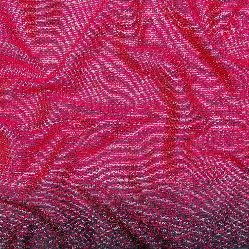 Raspberry Sorbet, Black and Metallic Silver Striped Woven