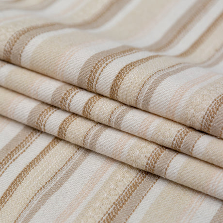 Ivory and Beige Striped Cotton Dobby