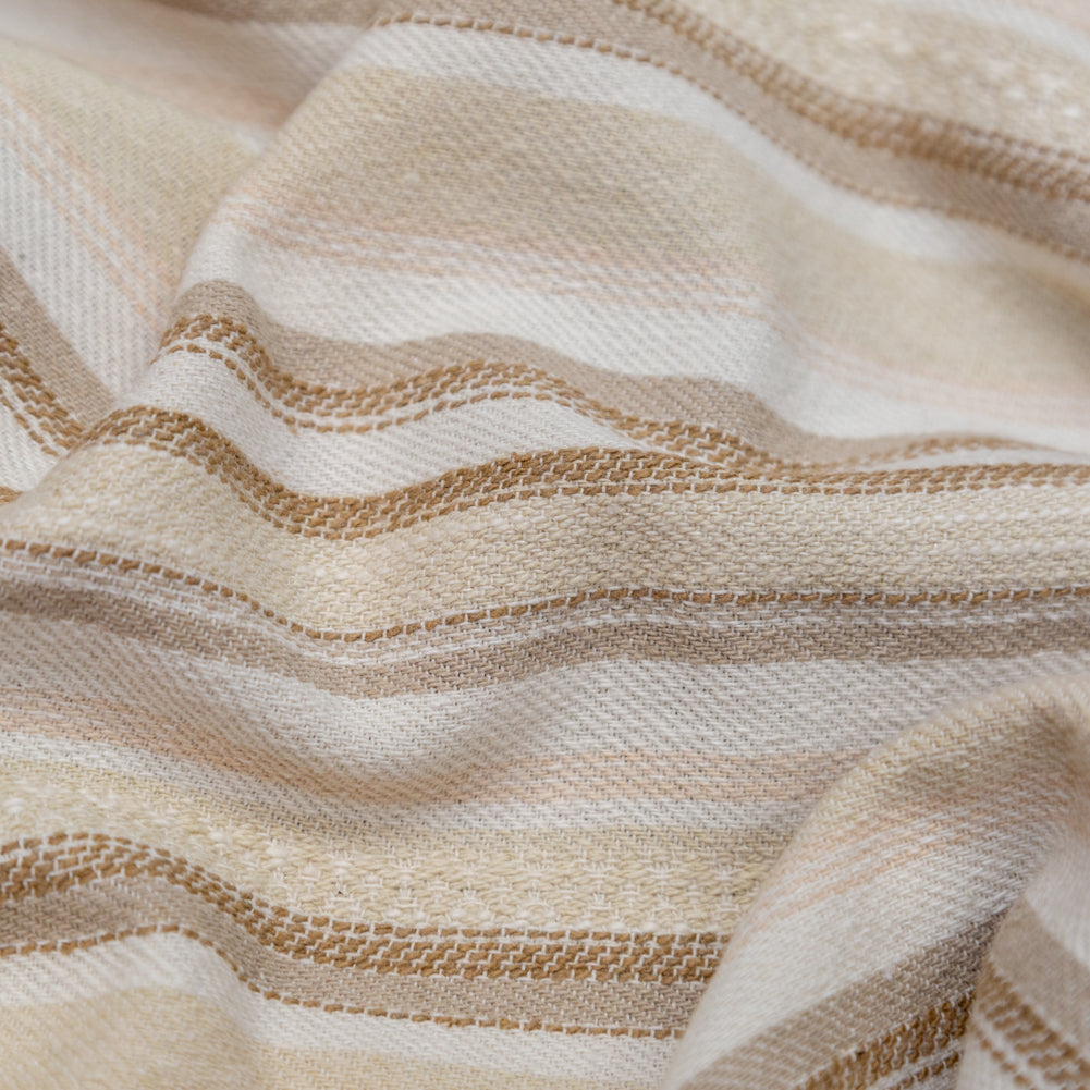 Ivory and Beige Striped Cotton Dobby