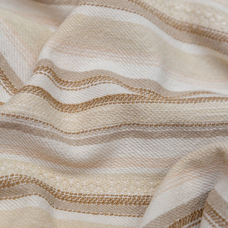 Ivory and Beige Striped Cotton Dobby