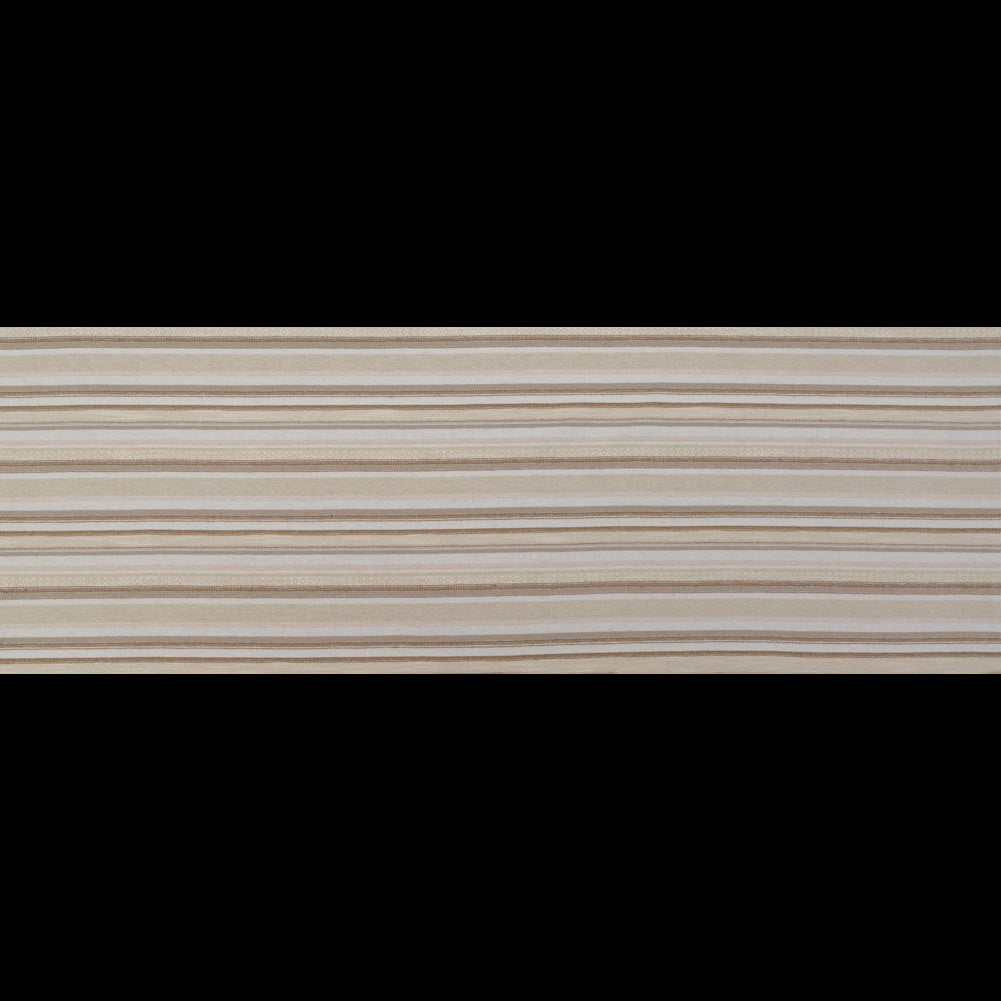 Ivory and Beige Striped Cotton Dobby