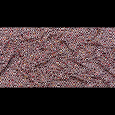Burgundy and White Striped Cotton and Wool Tweed