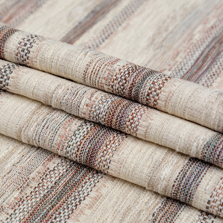 Beige and Rust Striped Cotton Tweed