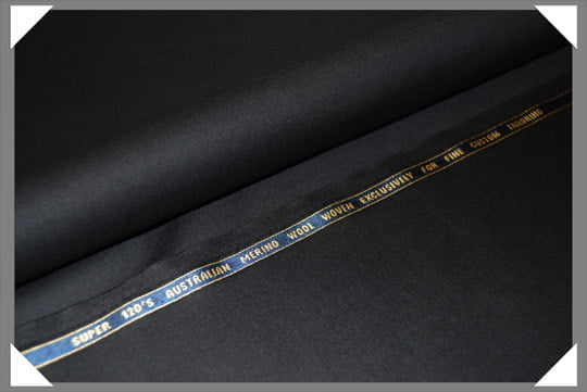 Black Super 120S Merino Wool Fabric - Black, 58/60" Width