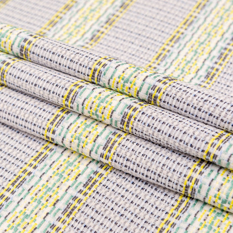 Blue, Jade and Yellow Awning Striped Cotton Tweed