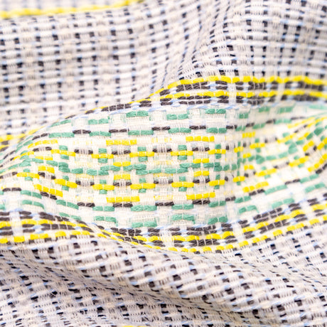 Blue, Jade and Yellow Awning Striped Cotton Tweed