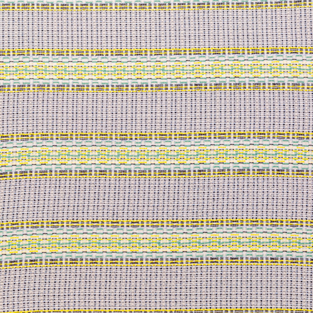 Blue, Jade and Yellow Awning Striped Cotton Tweed