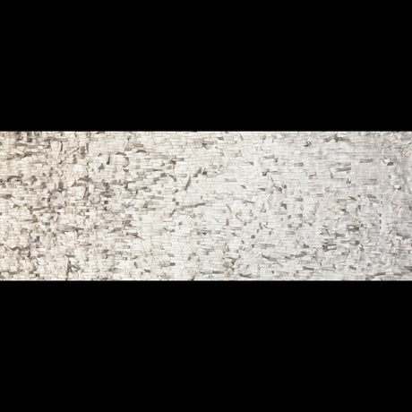 Faux Leather Fringe Fabric on a Mesh Backing - Metallic Silver on White