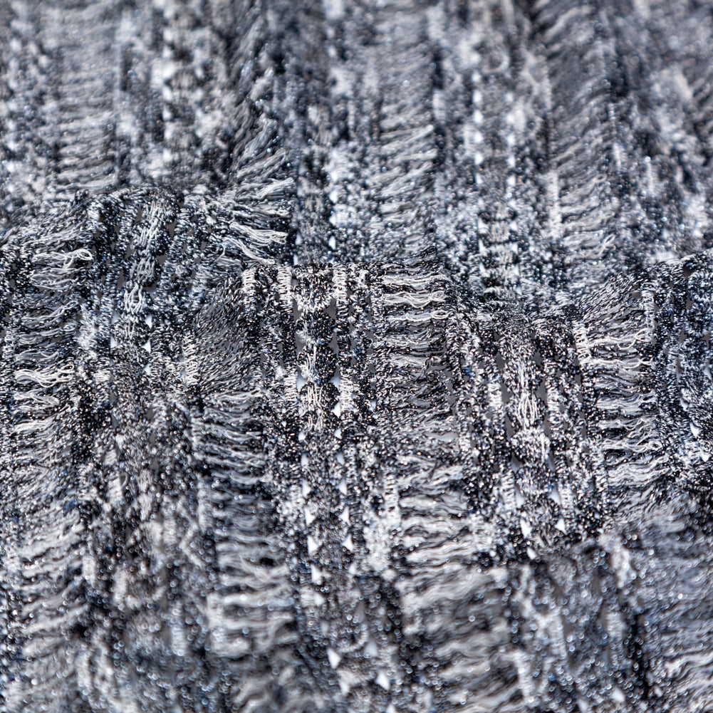Black, White and Metallic Silver Fringe Lace