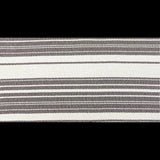 Off-White and Dark Brown Striped Loosely Woven Cotton Twill