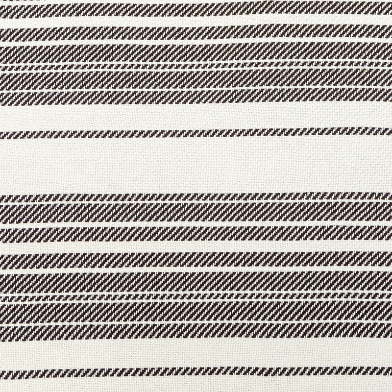Off-White and Dark Brown Striped Loosely Woven Cotton Twill