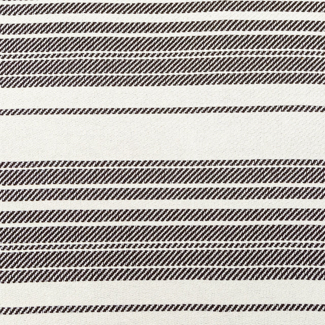 Off-White and Dark Brown Striped Loosely Woven Cotton Twill