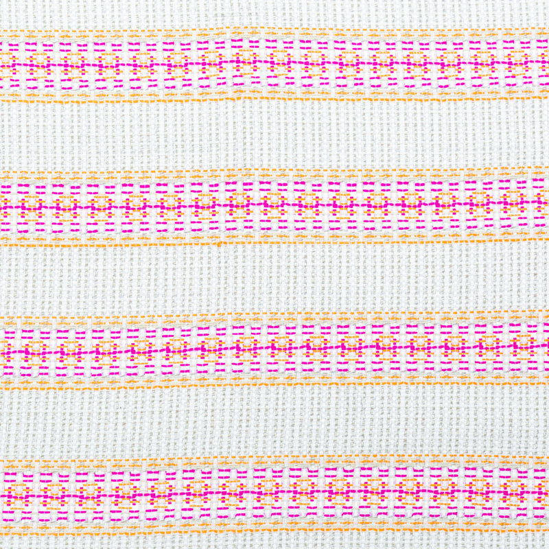 Magenta, Orange and Beige Awning Striped Cotton Tweed