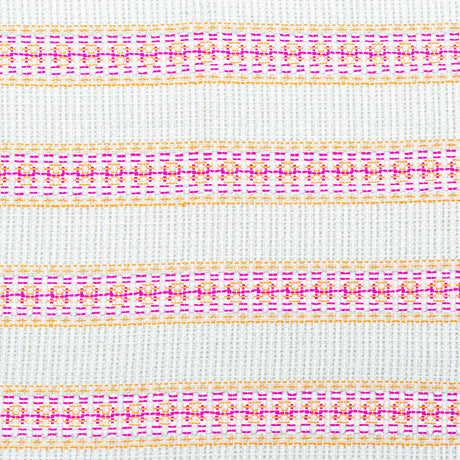 Magenta, Orange and Beige Awning Striped Cotton Tweed