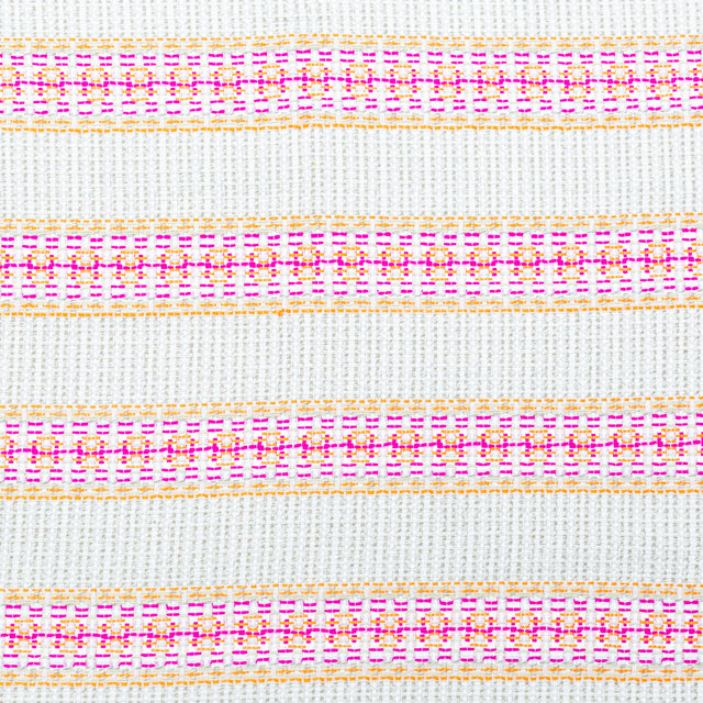 Magenta, Orange and Beige Awning Striped Cotton Tweed