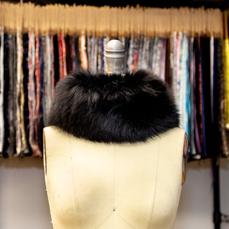 Black Fox Fur Headband or Scarf with VELCRO&reg; Closure