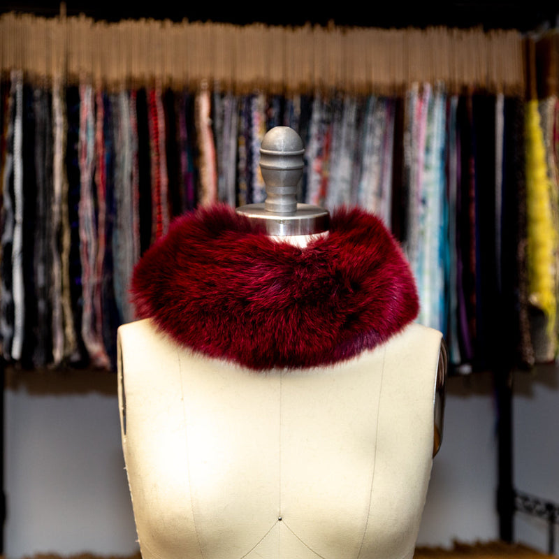 Burgundy Fox Fur Headband or Scarf with VELCRO&reg; Closure