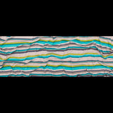 Turquoise, Lime and Taupe Barcode Striped Rayon Jersey