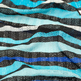Blue, Black and White Wavy Striped Sweater Knit
