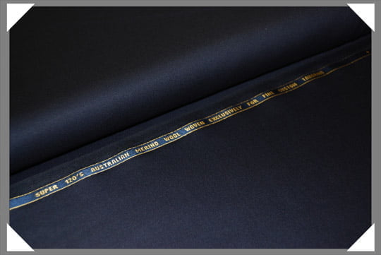 Midnight Navy Super 120S Merino Wool Fabric - Midnight Navy, 58/60" Width