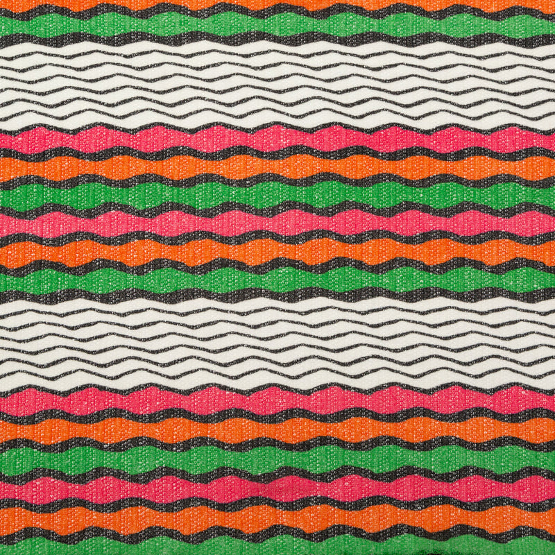 Magenta, Orange and Grass Green Wavy Striped Sweater Knit