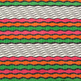 Magenta, Orange and Grass Green Wavy Striped Sweater Knit