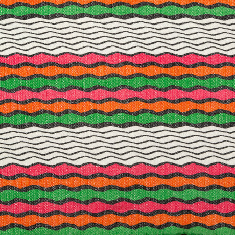 Magenta, Orange and Grass Green Wavy Striped Sweater Knit