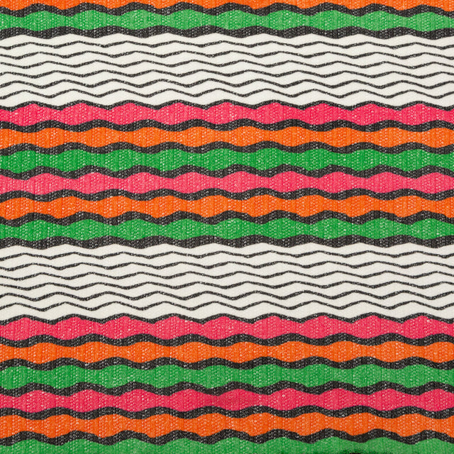 Magenta, Orange and Grass Green Wavy Striped Sweater Knit