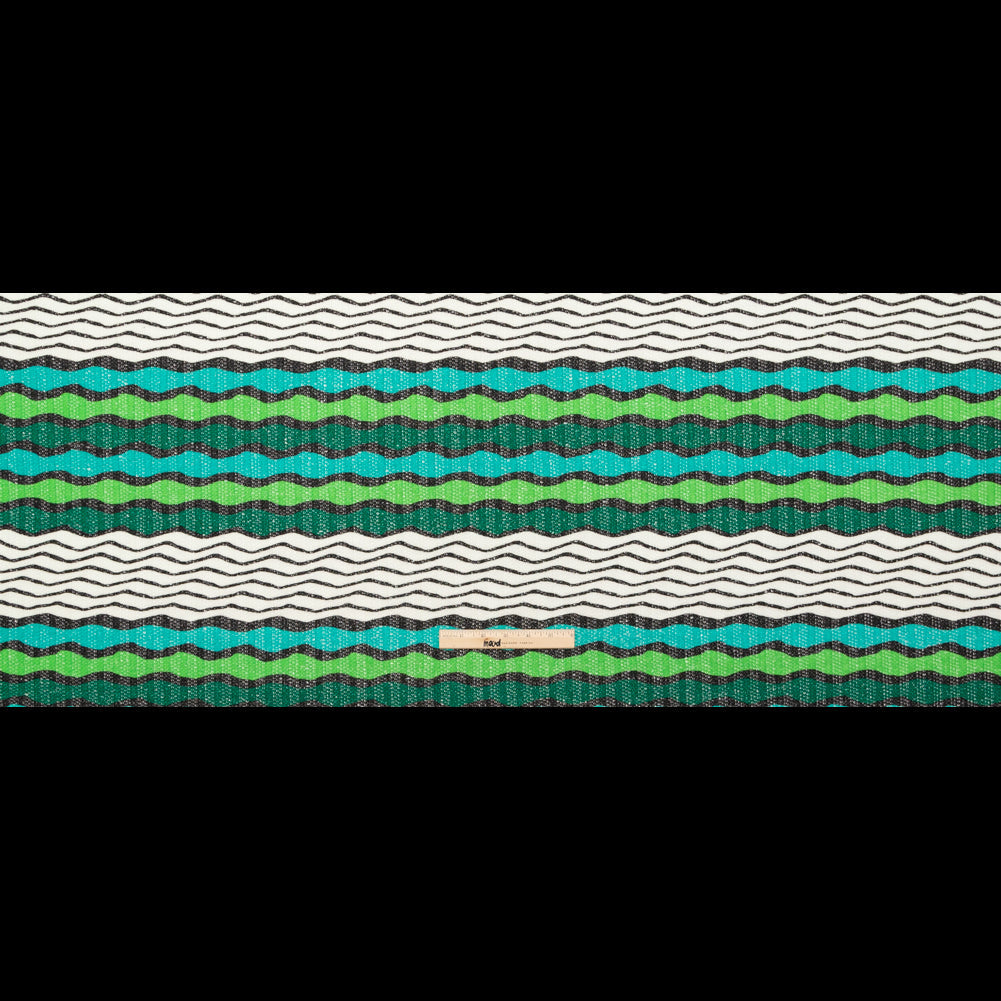 Turquoise, Jade and Lime Wavy Striped Sweater Knit