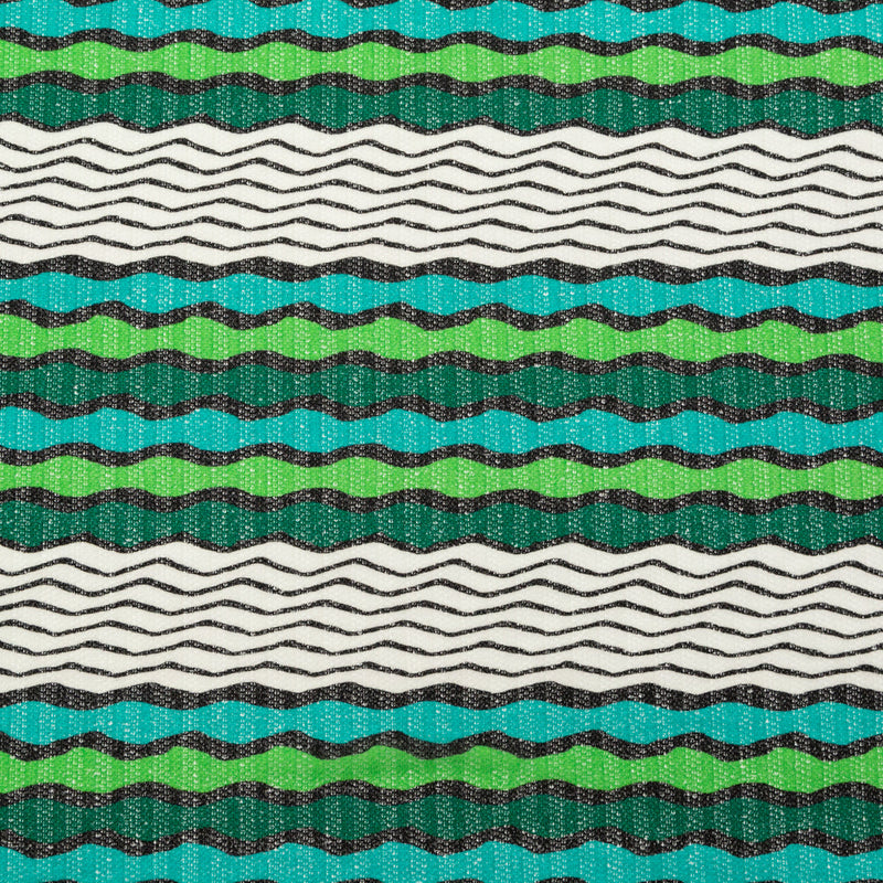 Turquoise, Jade and Lime Wavy Striped Sweater Knit