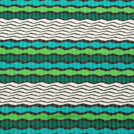 Turquoise, Jade and Lime Wavy Striped Sweater Knit