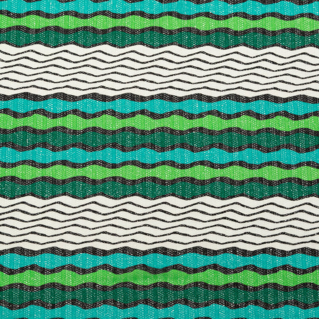 Turquoise, Jade and Lime Wavy Striped Sweater Knit