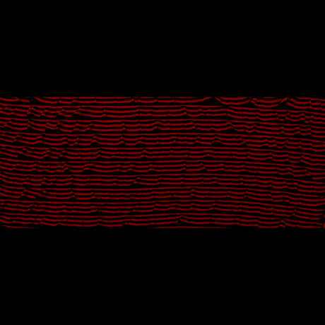 Black Polyester Jersey with Red and Black Bengal Striped Ruffles