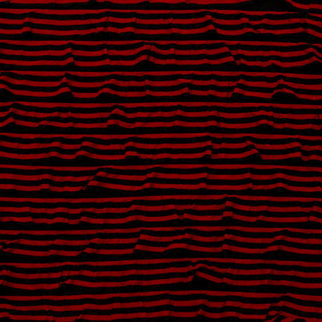 Black Polyester Jersey with Red and Black Bengal Striped Ruffles