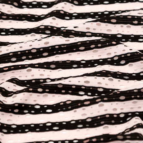 Rosewater and Black Striped Perforated Stretch Knit