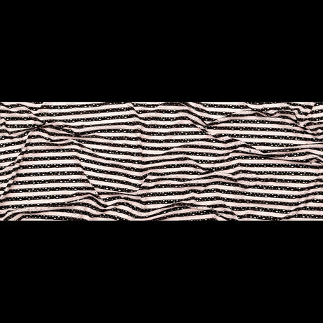 Rosewater and Black Striped Perforated Stretch Knit