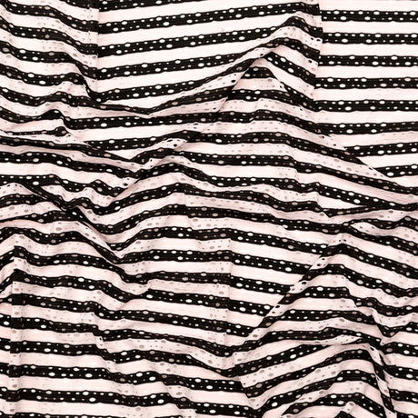 Rosewater and Black Striped Perforated Stretch Knit