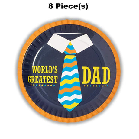 8 Count Father’s Day World’s Greatest Dad Dessert Plates 7" Party Paper Plates