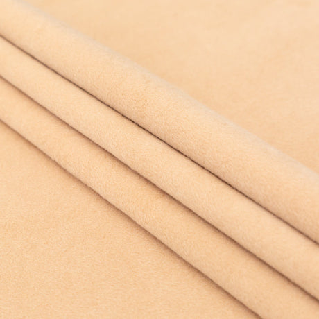 Italian Beige Faux Camel Hair Coating with White Jersey Backing