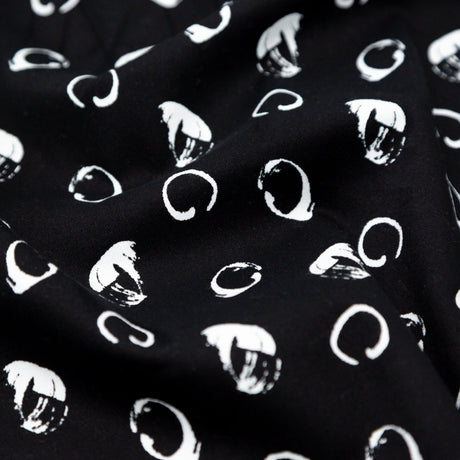 Italian Black and White Printed Stretch Brushed Cotton Twill