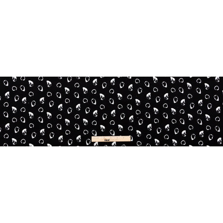 Italian Black and White Printed Stretch Brushed Cotton Twill