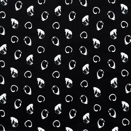 Italian Black and White Printed Stretch Brushed Cotton Twill