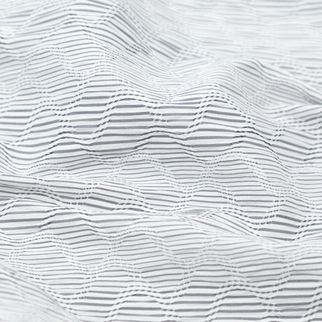 Italian Gray and White Wavy Striped Stretch Novelty Shirting