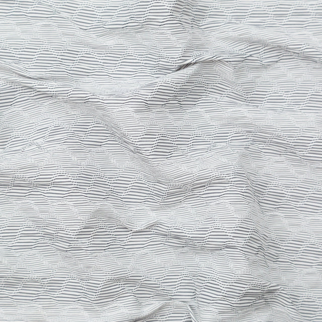 Italian Gray and White Wavy Striped Stretch Novelty Shirting