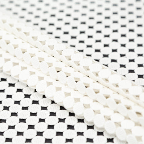 Cotton Guipure Lace - White Geometric